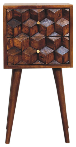Mini Chestnut Cube 2 Drawer Nightstand