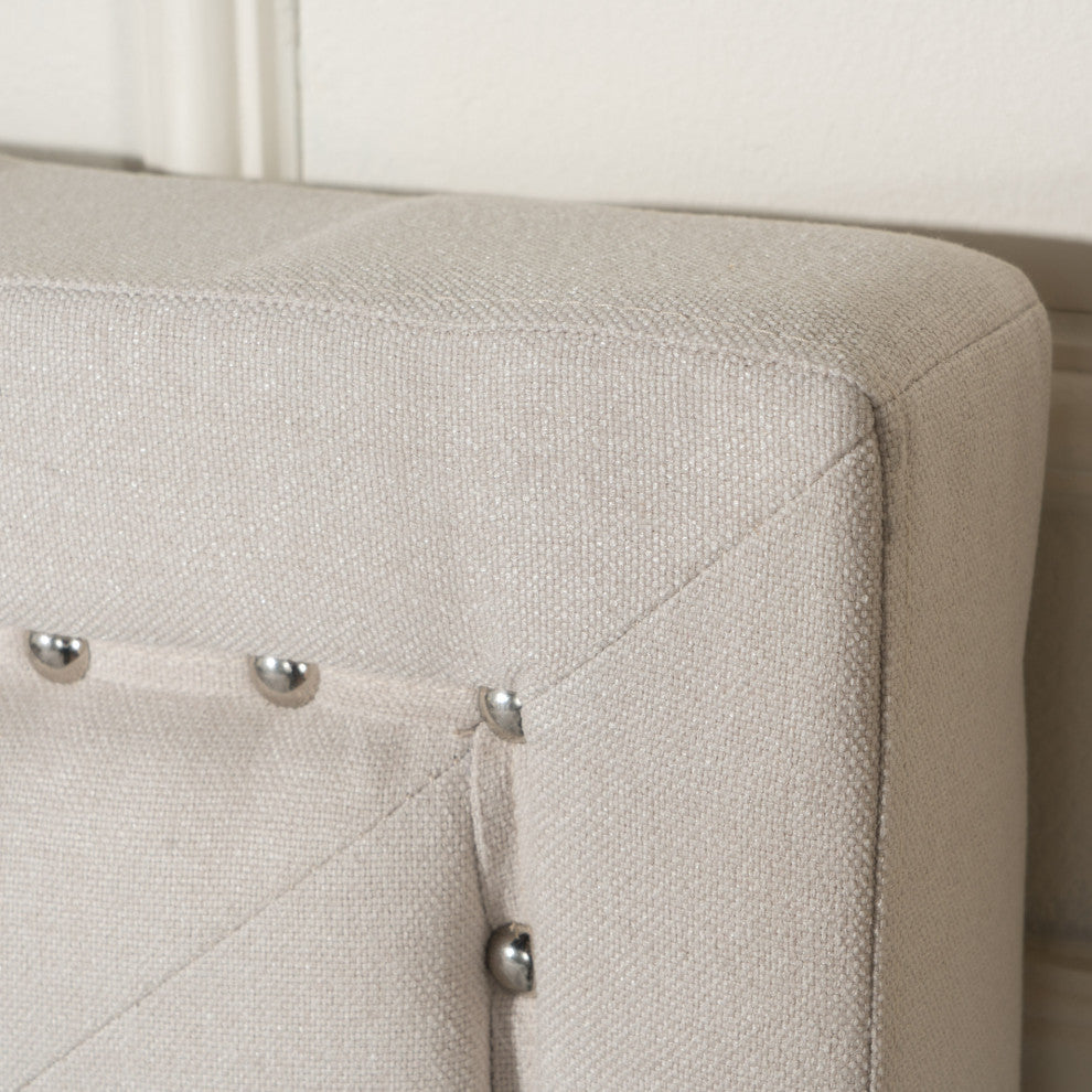 GDF Studio Livi Fabric Fully Upholstered Queen Bed Set, Ivory