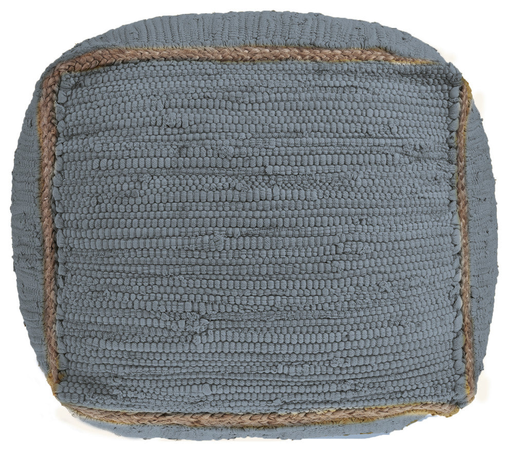 Devon Gray Traditional Solid Handmade Cotton Blend Cube Pouf, 18"x18"x18"