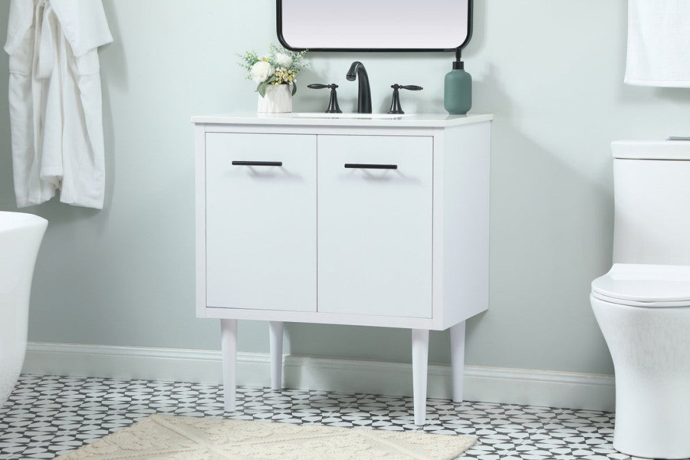 Home Living 19" Midcentury Modern White-Light Bathroom Vanity