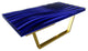 Modern Wave Coffee Table, Blue, Gold Plated Base