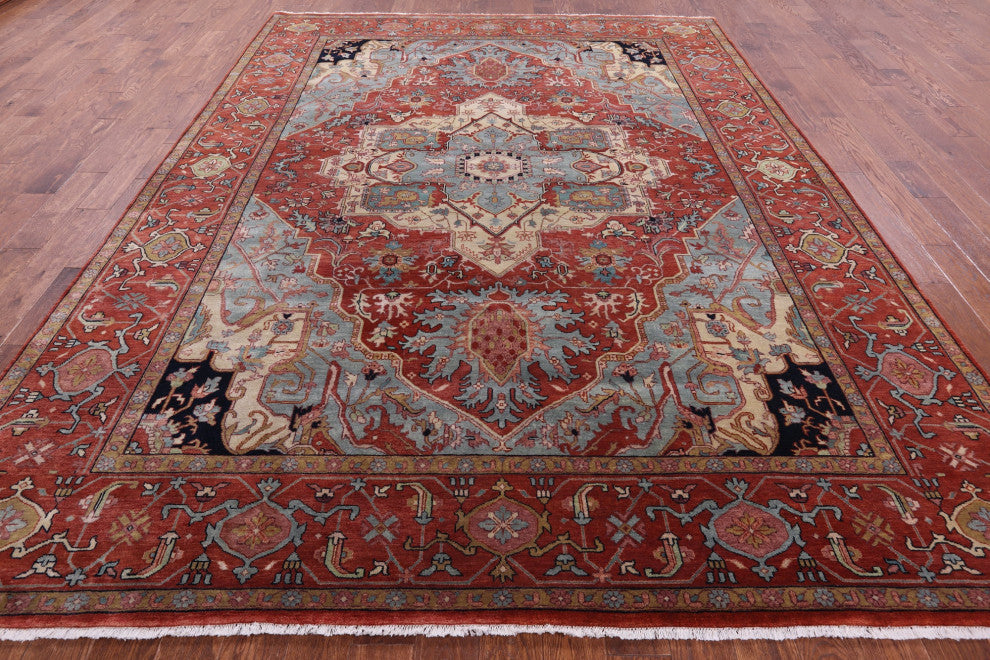 Hand Knotted Persian Fine Serapi Wool Rug 9' 0" X 11' 10" - Q14700
