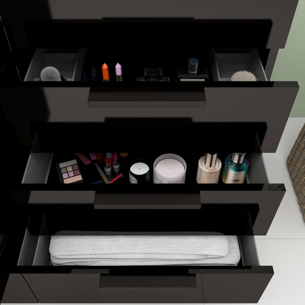 Carla 60" Freestanding Bathroom Vanity With Single Sink, Gloss Black