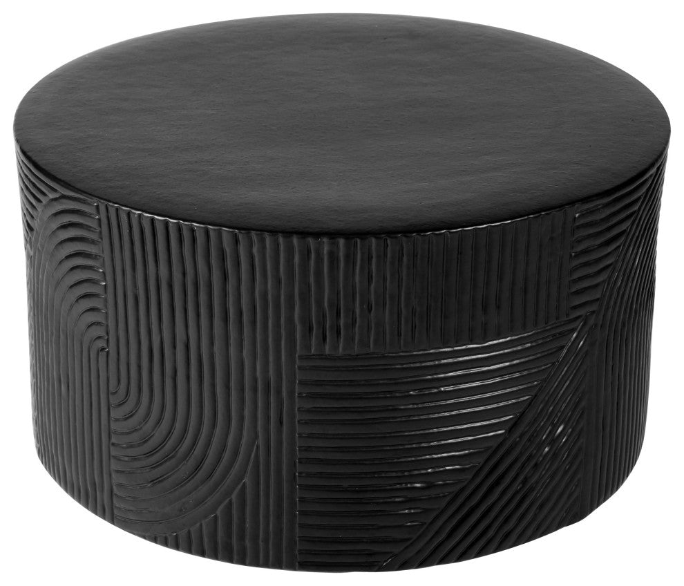 Serenity Textured Ceramic Round Accent Table, Coal Semigloss