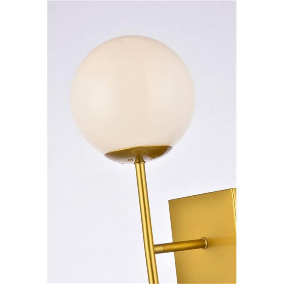 Living District Neri 2-Light Mid-Century Metal Wall Sconce in Brass and White