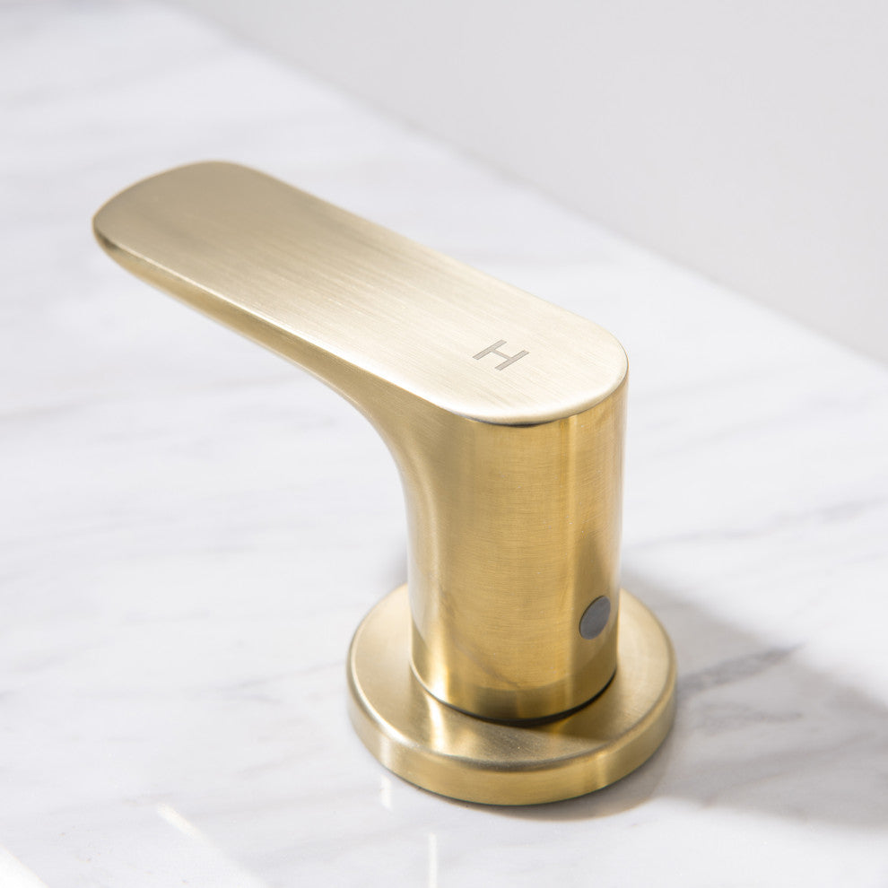 Double Handle Deck Mounted Bathroom Sink Faucet, Brushed Gold