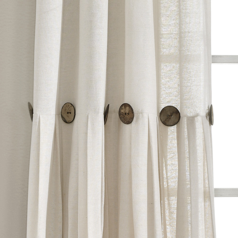 Linen Button Single Window Panel, Off White, 95"x40"