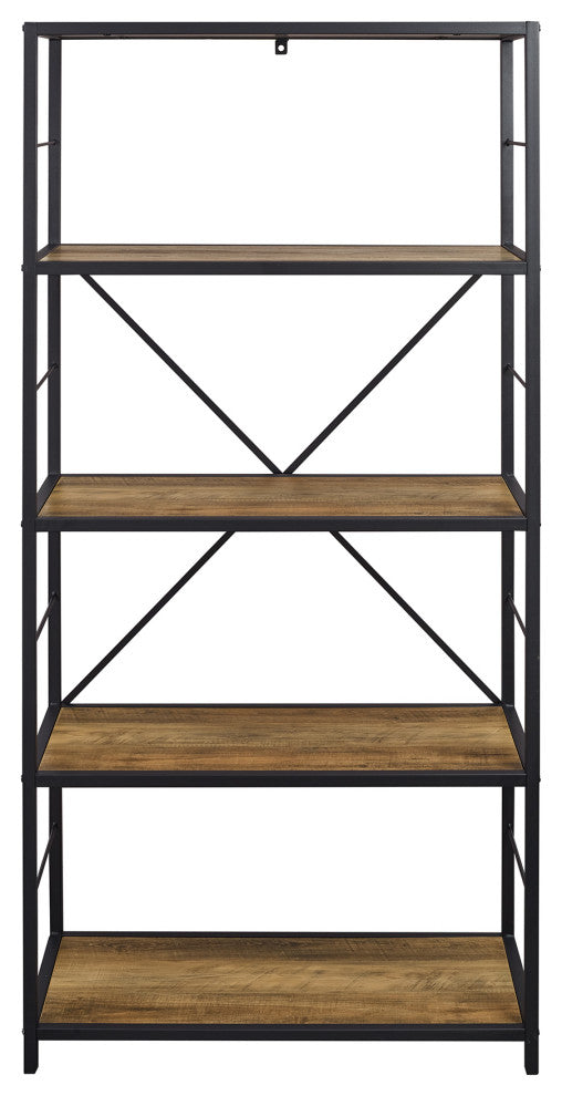 63" Rustic Industrial Bookcase - Rustic Oak