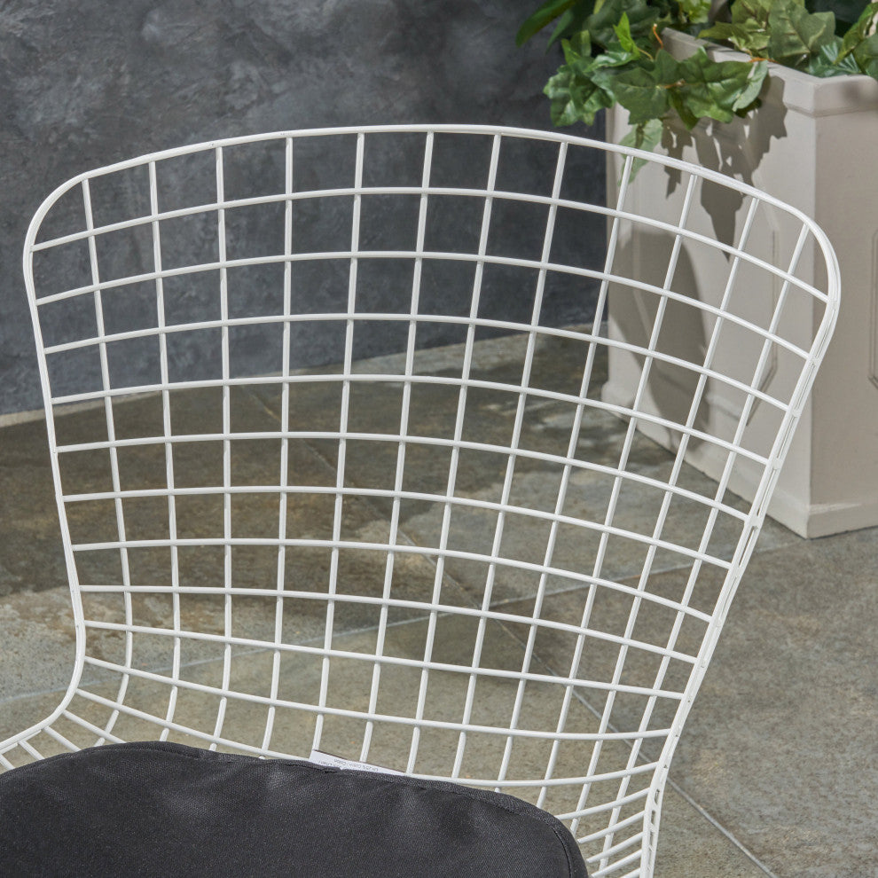 GDF Studio 3-Piece Anessa Outdoor Iron and  Concrete Chat Set, Black and Gray