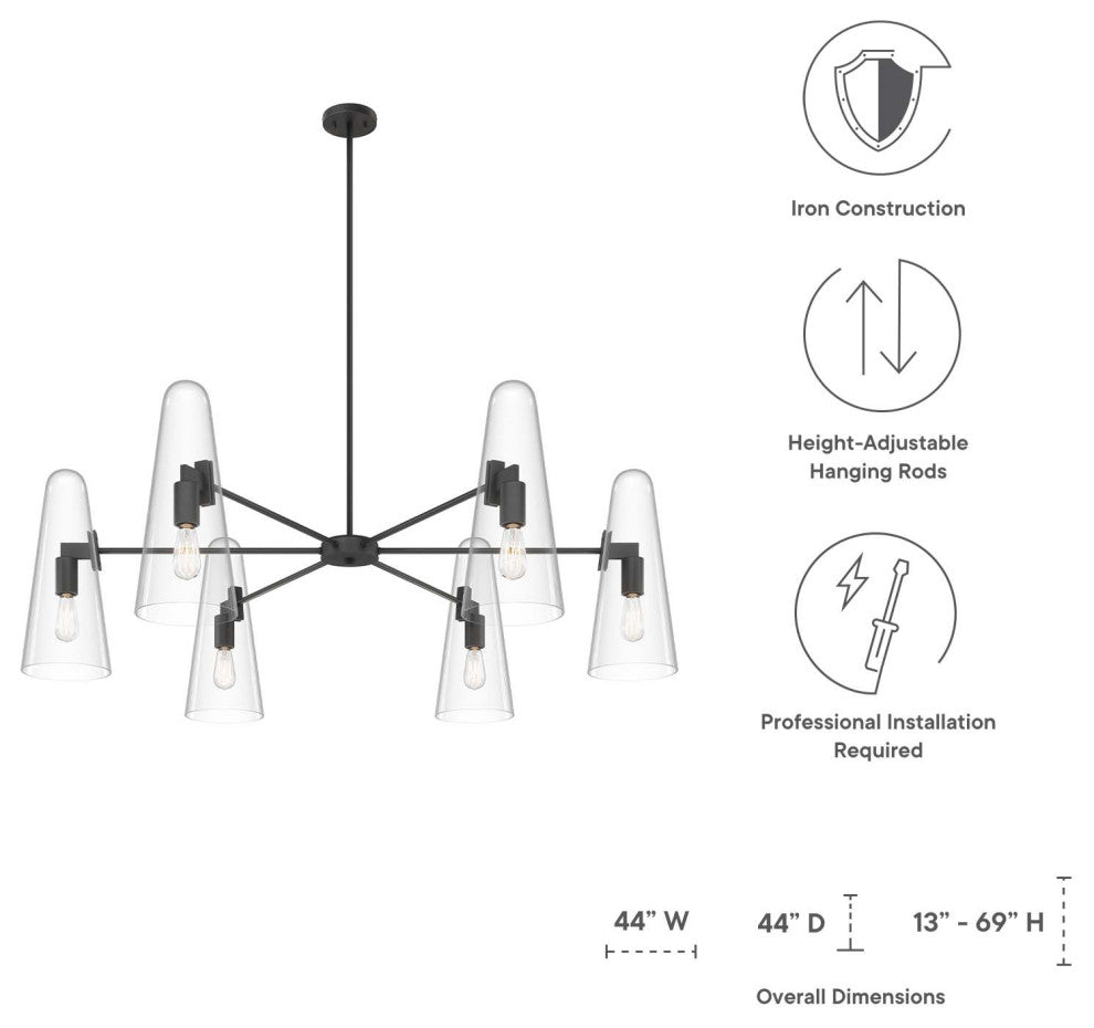 Beacon 6-Light Chandelier, Clear Black