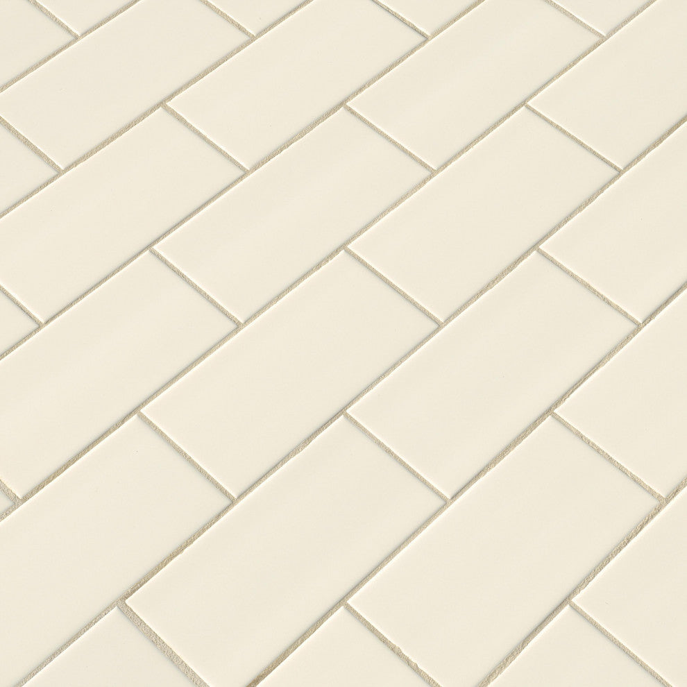 Almond Glossy 3x6 Subway Ceramic  Tile, (4x4 or 6x6) Max Order One Sample