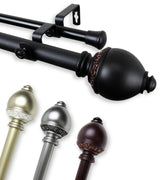 Anthea 1" Double Curtain Rod, Light Gold, 120-170"