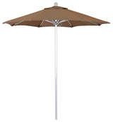 7.5' Silver Anodized Push Lift Aluminum Umbrella, Terrace Sequoia Olefin