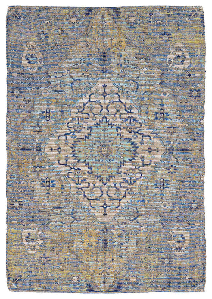 KAS Morris 2232 Blue/Yellow Gramercy Area Rug, 7'6"x9'6"