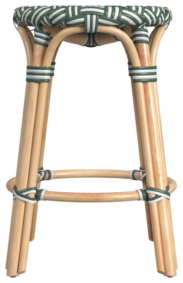 Tobias Rattan Counter Stool, Emerald Green
