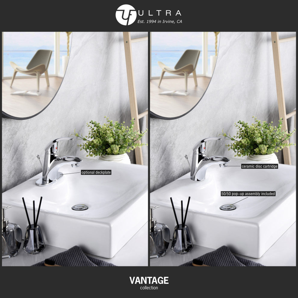 Ultra Faucets UF3412X Single Handle Bathroom Faucet, Polished Chrome