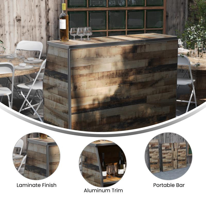 4' Laminate Foldable Bar, Rustic Natural