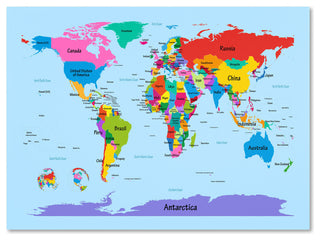 'Childrens World Map' Canvas Art by Michael Tompsett