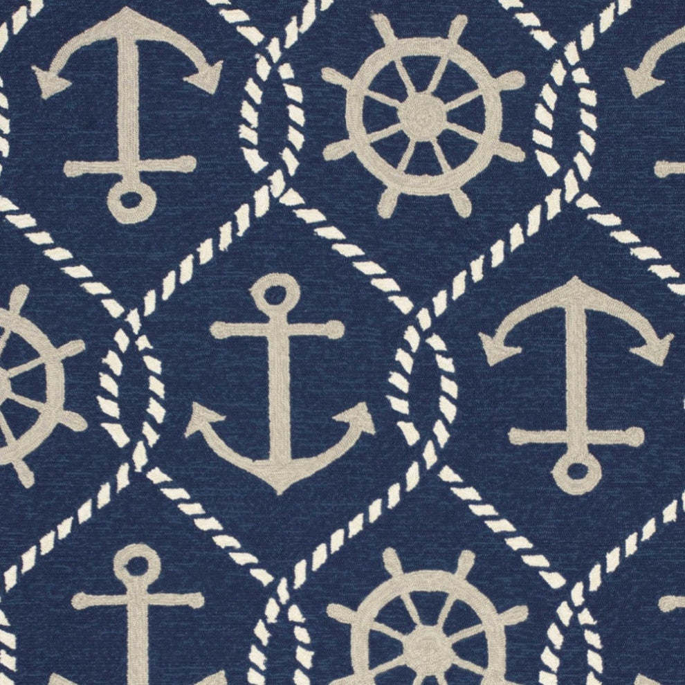 2' X 3' Navy Blue Nautical Handmade Indoor Outdoor Area Rug