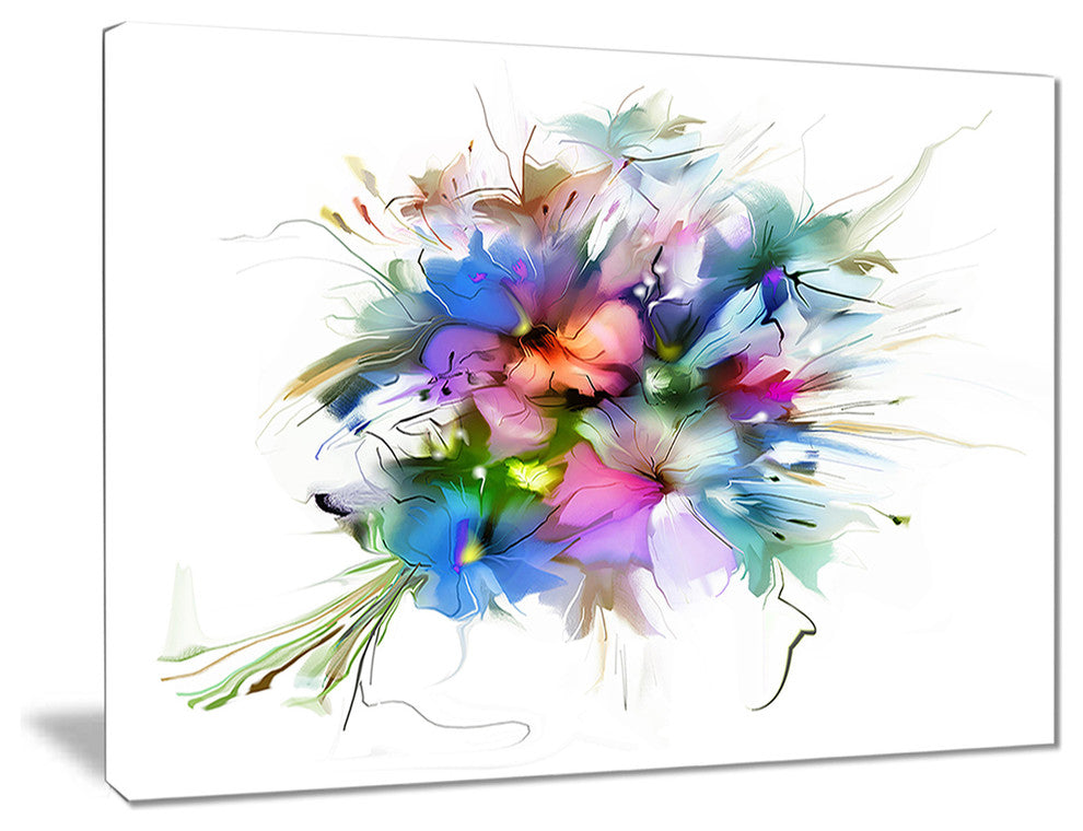 "Summer Colorful Flowers" Watercolor Painting Canvas Print, 20"x12"