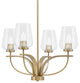 Cavella 4-Light Chandelier, New Age Brass, 5" Clear Bubble Glass