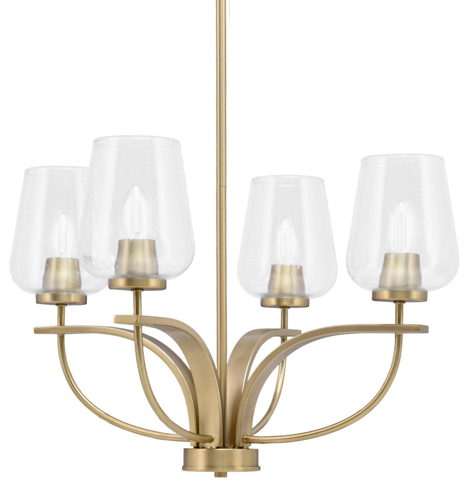 Cavella 4-Light Chandelier, New Age Brass, 5" Clear Bubble Glass