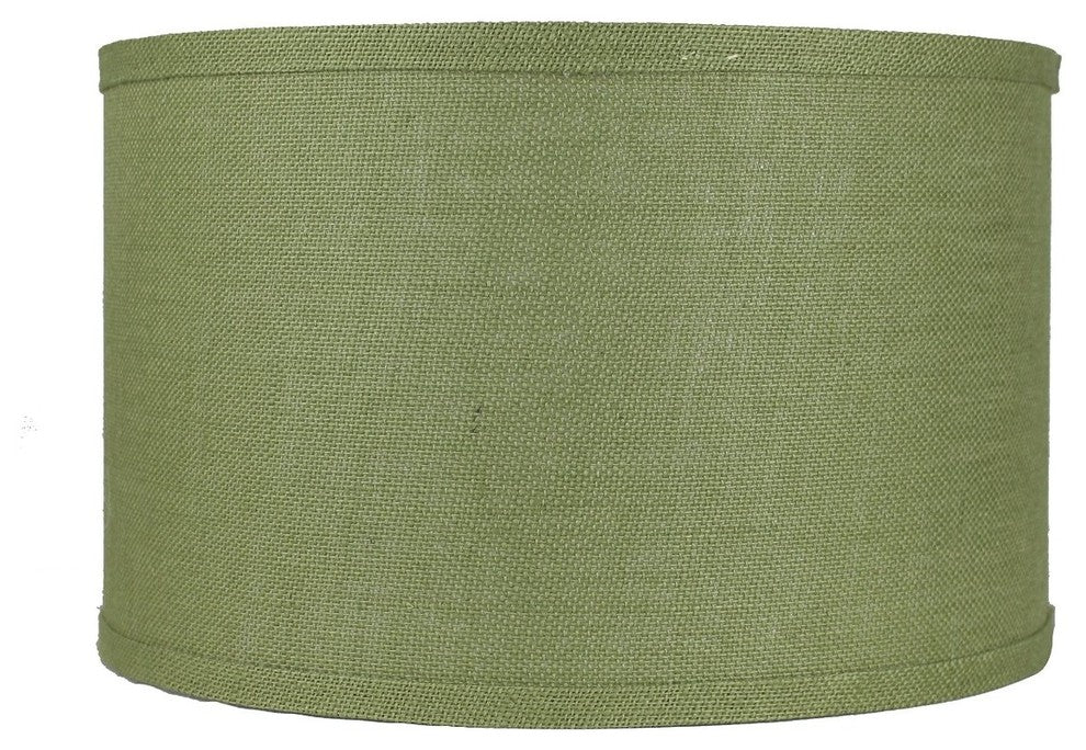 Classic Drum Burlap Lampshades, Khaki Green, 16"