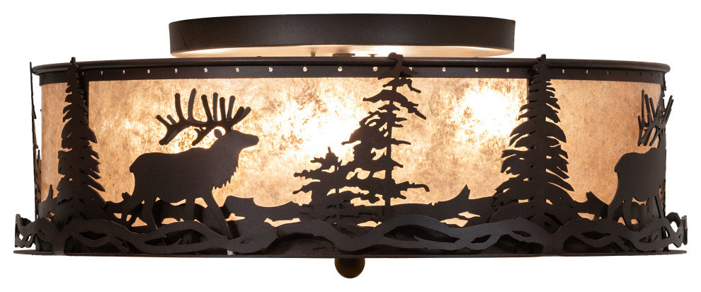 22 Wide Elk at Dusk Flushmount