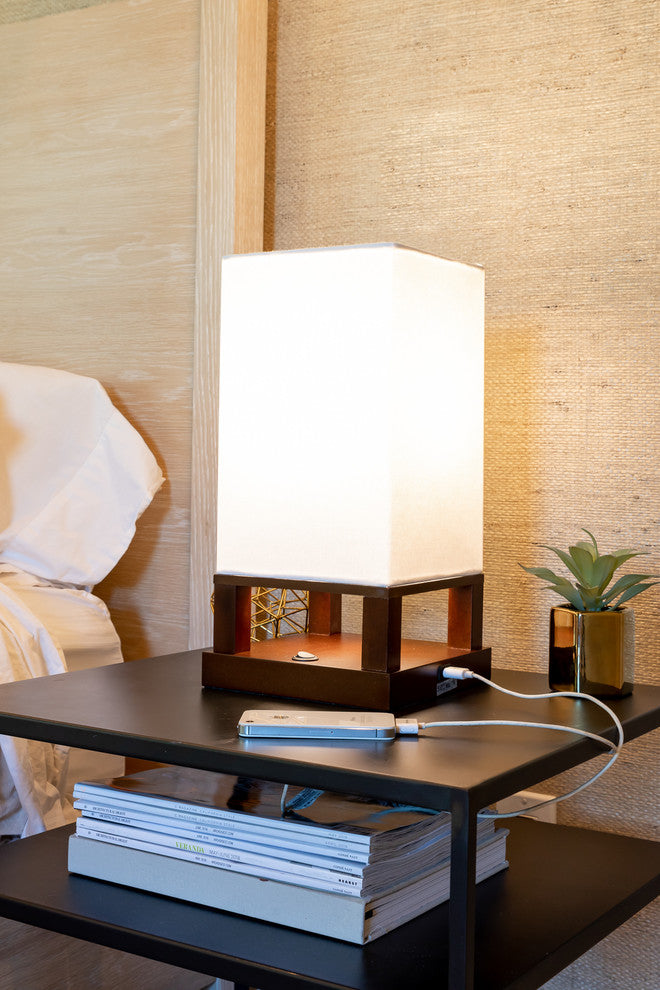 Brightech Maxwell Table, Nightstand, Desk & Table Lamp, Havanah Brown