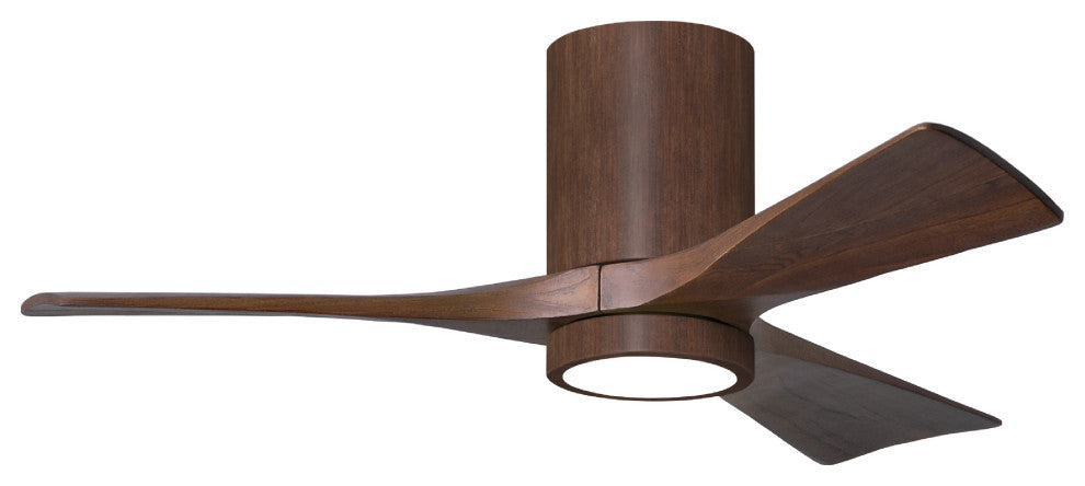 Irene-3HLK  3-Blade Flush Mount Ceiling Fan, Integrated LED, Walnut Tone/Walnut Blades, 42