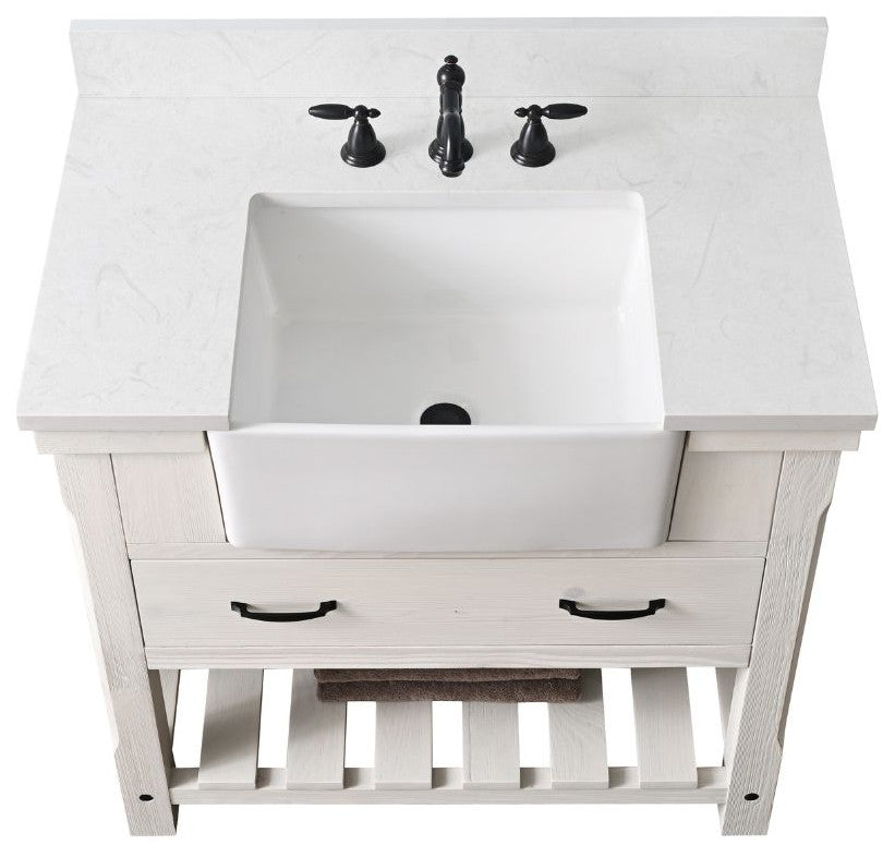 Wesley 36" Bathroom Vanity, White Wash