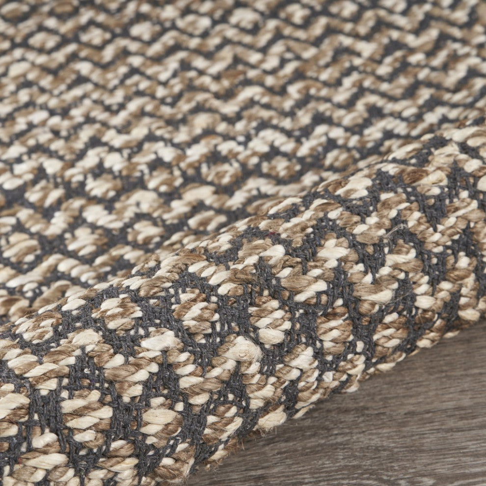 6'' Natural and Gray Chevron Hand Woven Jute Runner Rug
