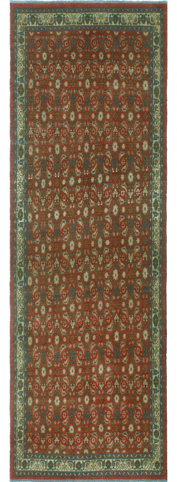 Vintage Distressed Anne Rust/Ivory Runner, 3'3x9'7