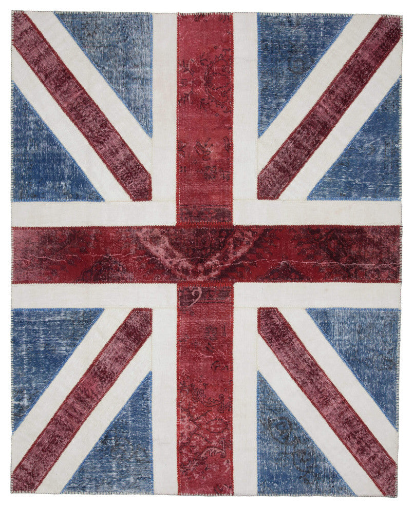 Rug N Carpet - Hand-knotted Oriental 8' 1'' x 10' 0'' Flag Patchwork Rug