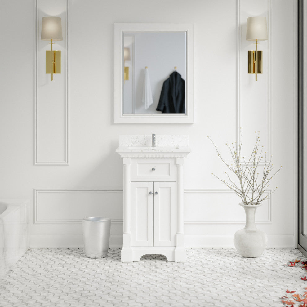 Sydney 20" Bathroom Vanity, Engineered Marble Top, White