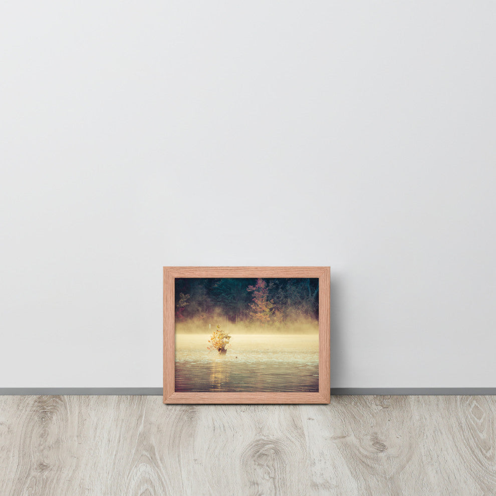 Golden Mist on Waples Pond Framed Photo Paper Wall Art Prints, Red Oak, 8" X 10"