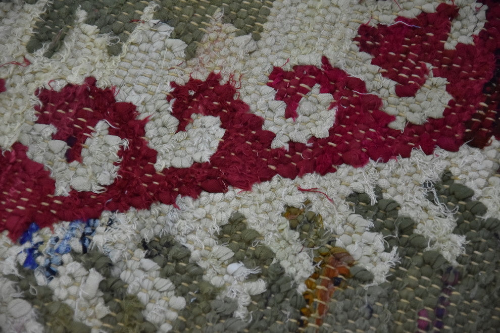 Timbergirl Kilim Sage Coral 100% Cotton Handmade Rug, 5'' X 8''