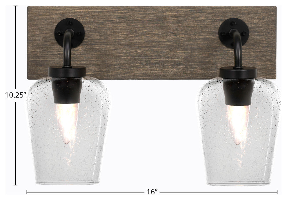 Oxbridge, Bath Bar, Matte Black & Painted Distressed Metal, 5" Clear Bubble