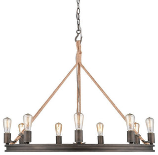 Circular Chandelier 9 Light Steel in Coastal style - 29 Inches high by 33.5