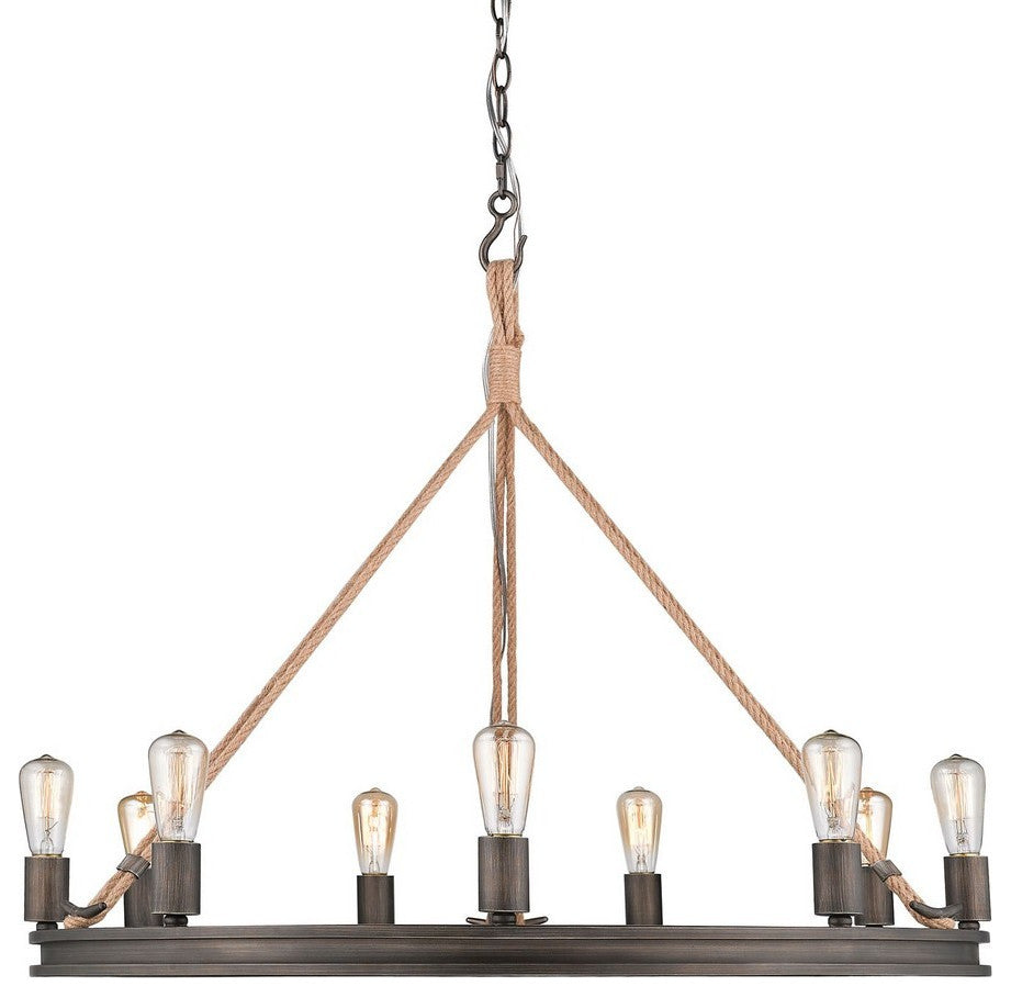 Circular Chandelier 9 Light Steel in Coastal style - 29 Inches high by 33.5