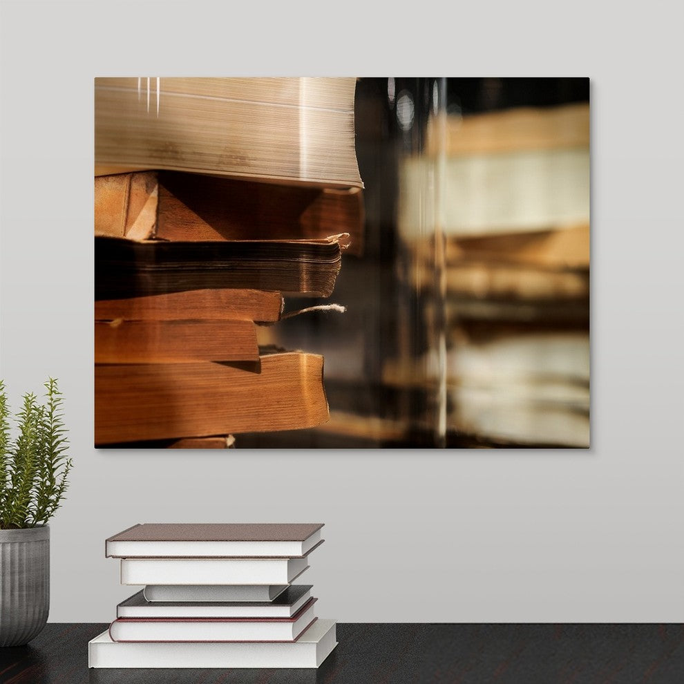 "Books Under Glass" Wrapped Canvas Art Print, 16"x12"x1.5"