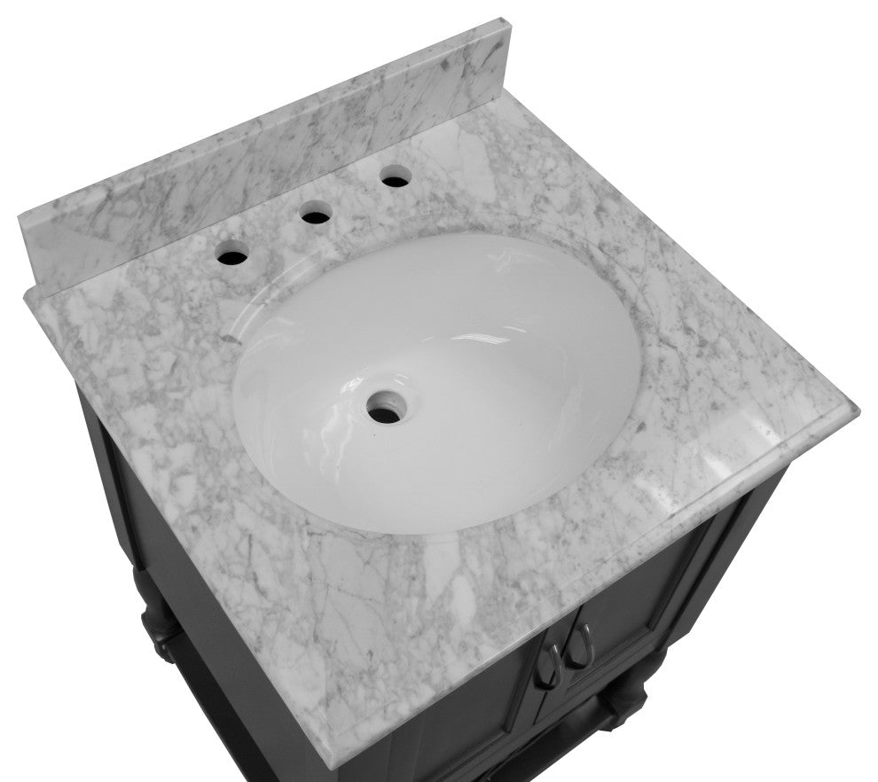 Beverly 24" Bathroom Vanity, Marine Gray, 24", Carrara Marble