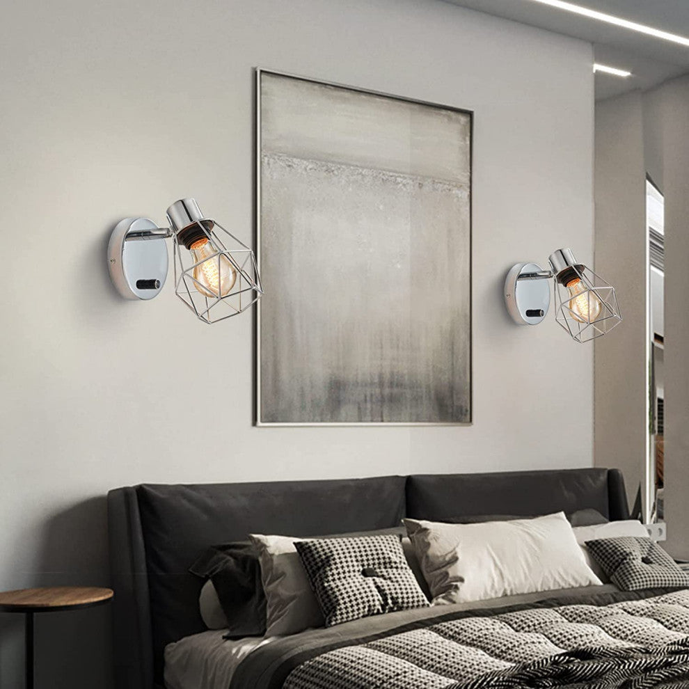 Black Wall Lights Industrial Farmhouse Adjustable Head Vintage Cage Wall Mount