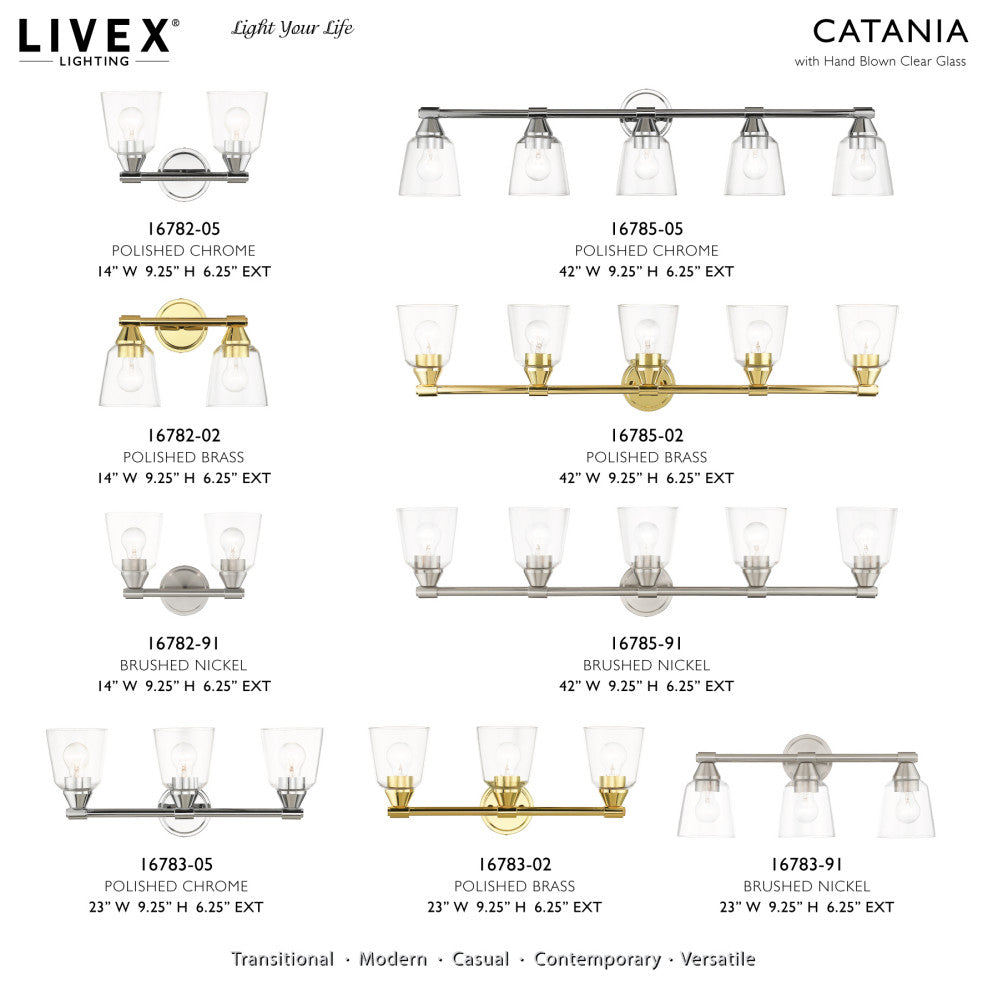Catania 2-Light Polished Chrome Vanity Sconce