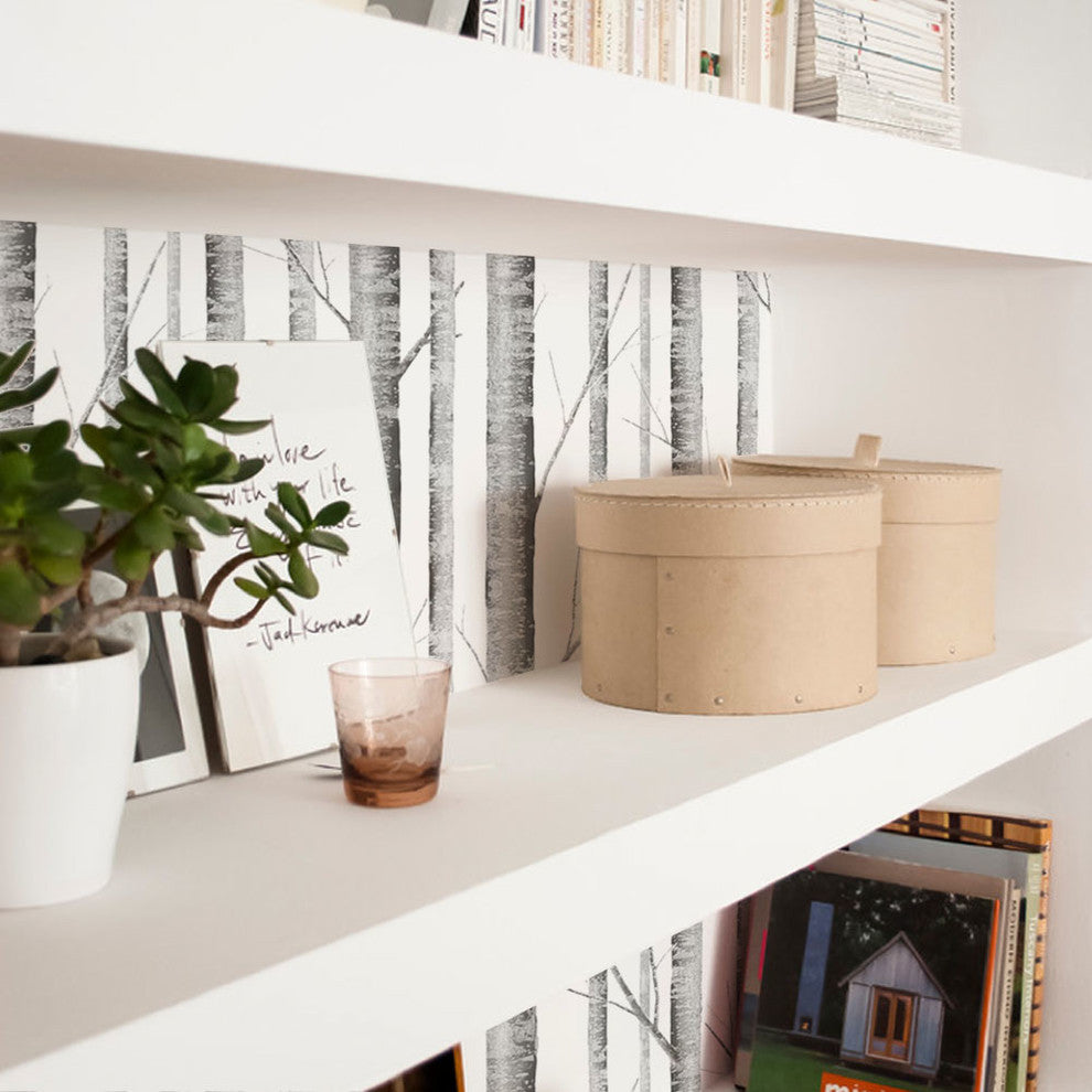 Birch Tree Peel and Stick Vinyl Wallpaper, Gray, 24" X 60"