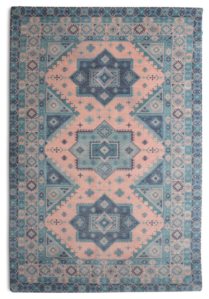 Turquoise Royal Southwestern Boho Area Rug, 5'x7'