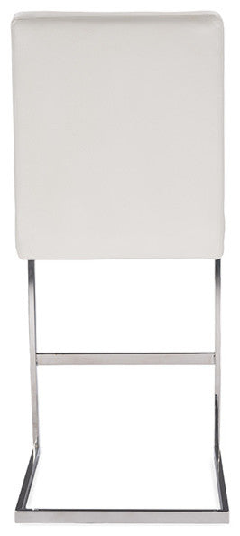 Toulan White Faux Leather Upholstered Stainless Steel Barstool, Set of 2