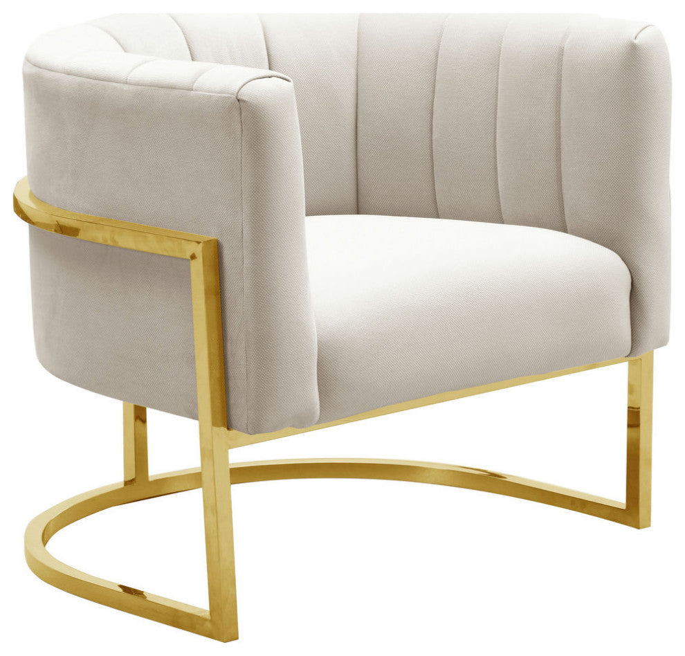 TOV Furniture Magnolia Spotted Cream Chair with Gold