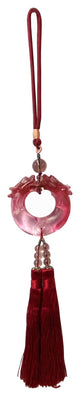 Liuli Crystal Glass Fengshui Fortune Pink Red Dragons Gift Decor Tassel Hws1363