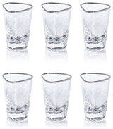 Kampari Triangular Shot Glasses with Platinum Rim, Set of 6